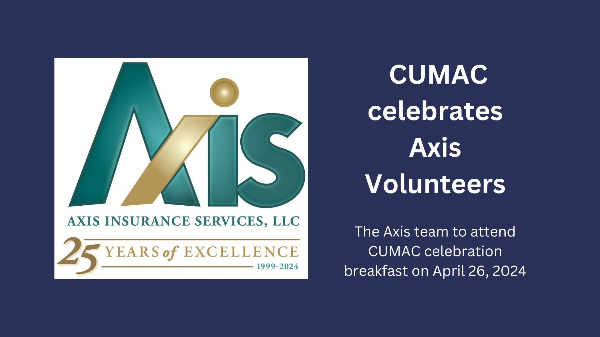 Axis Insurance Services, LLC to celebrate CUMAC's Volunteers