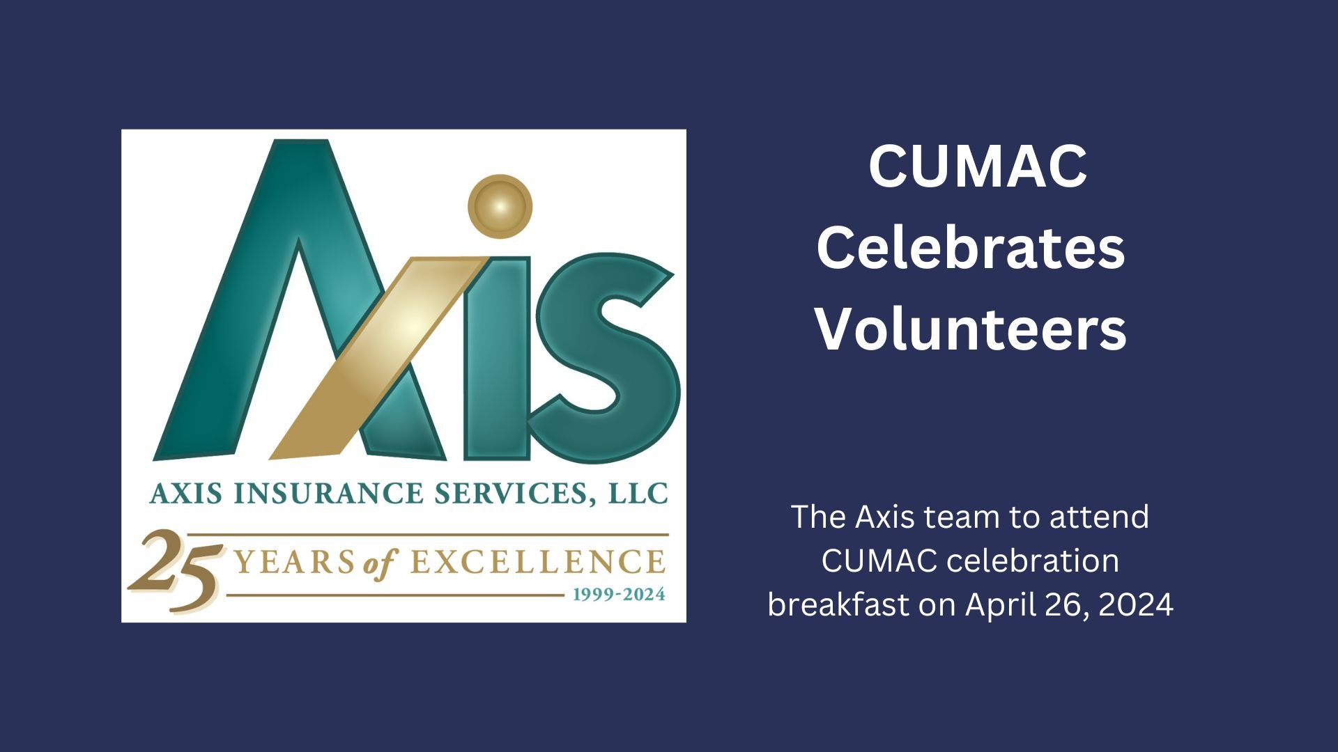 Axis Insurance Services, LLC to attend CUMAC Echo’s Annual Volunteer Appreciation Breakfast